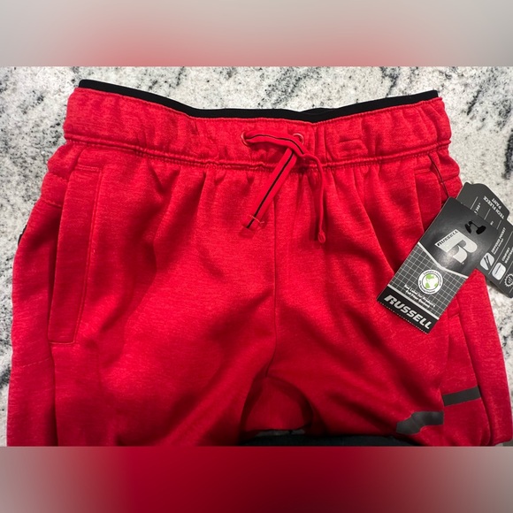 NWT❤️Russell Athletic Kids Red Joggers with Black Accents Tech Fleece Pants - Picture 4 of 11